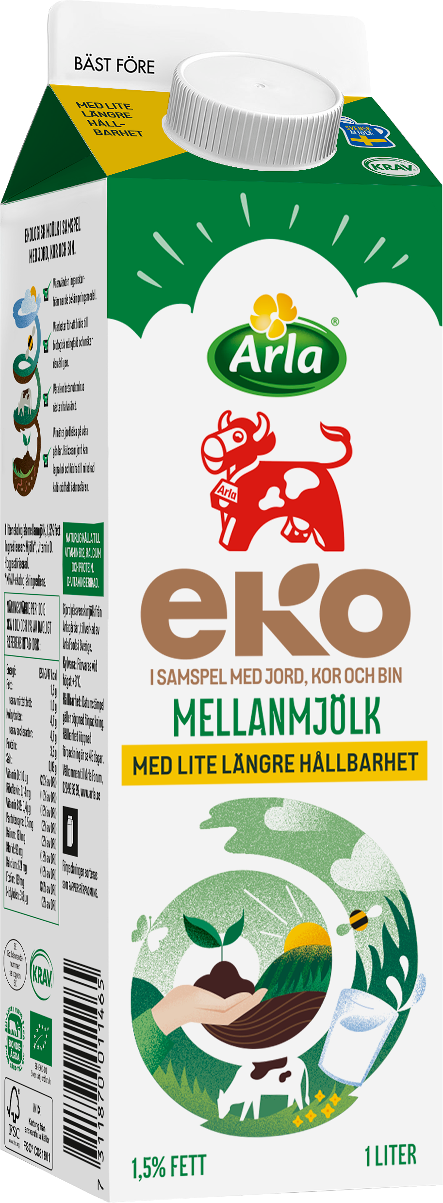 Ekologisk mellanmjölk 1.5% ESL 1 liter