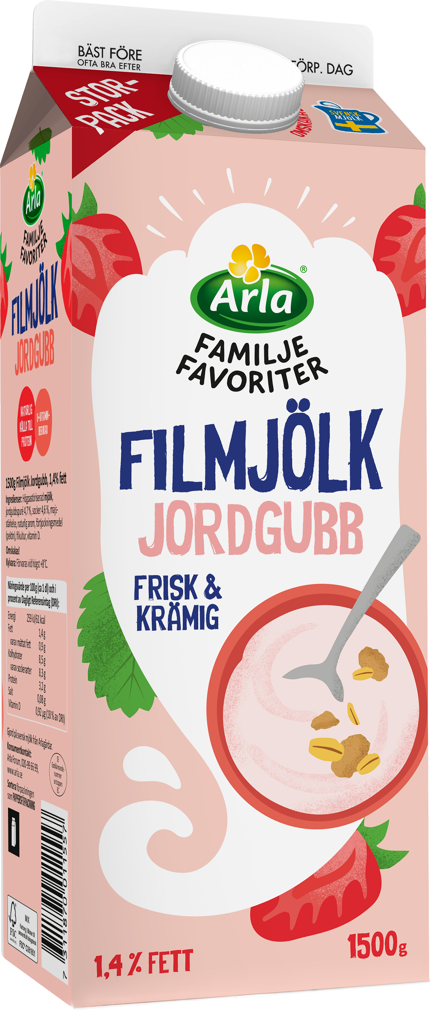 Familjefavoriter fil jordgubb 1.4% 1500 g