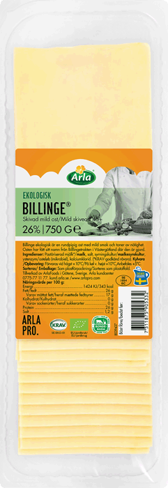 Billinge Ekologisk skivad ost 26%