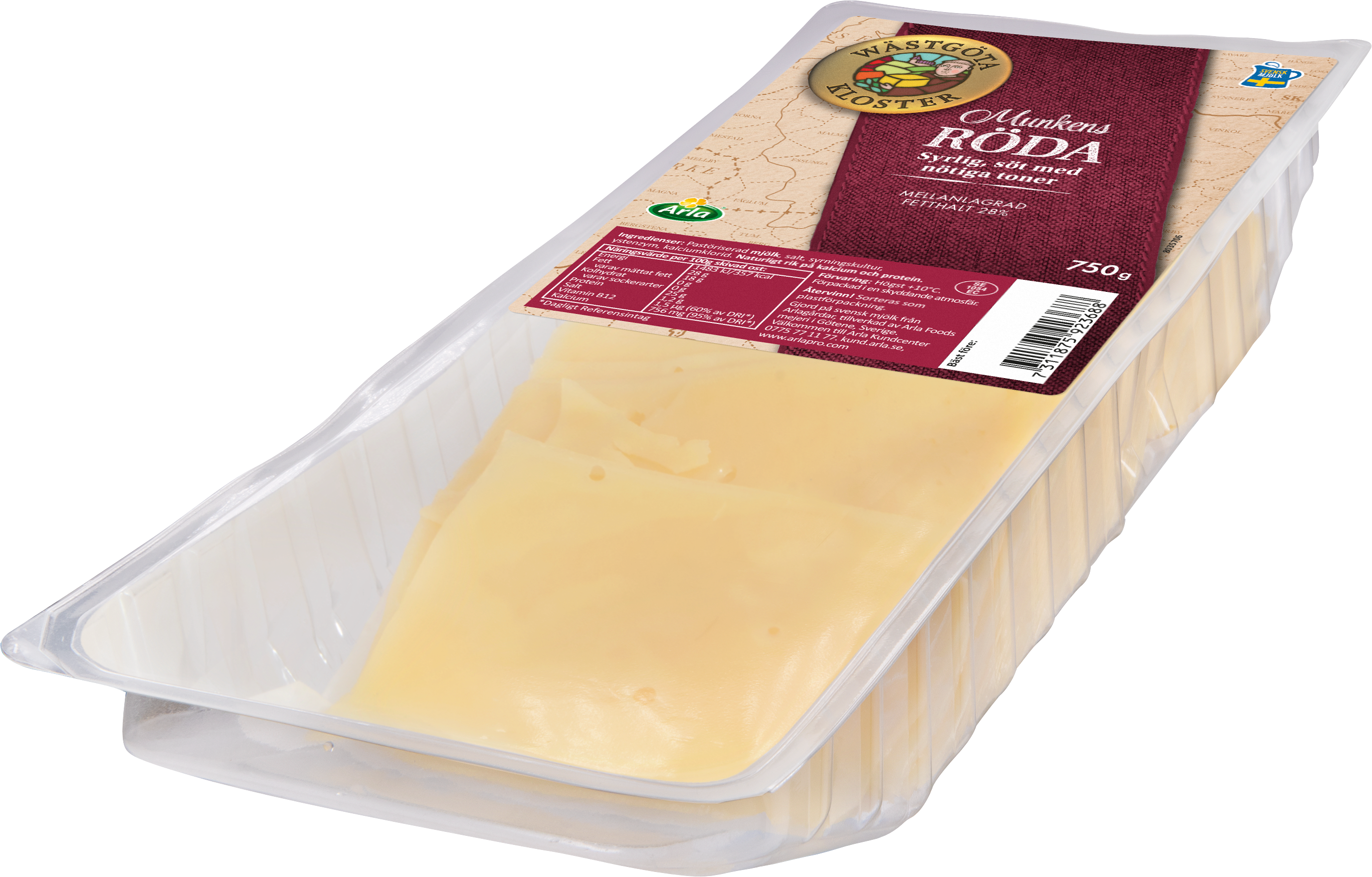 Munkens Röda skivad ost 750 g