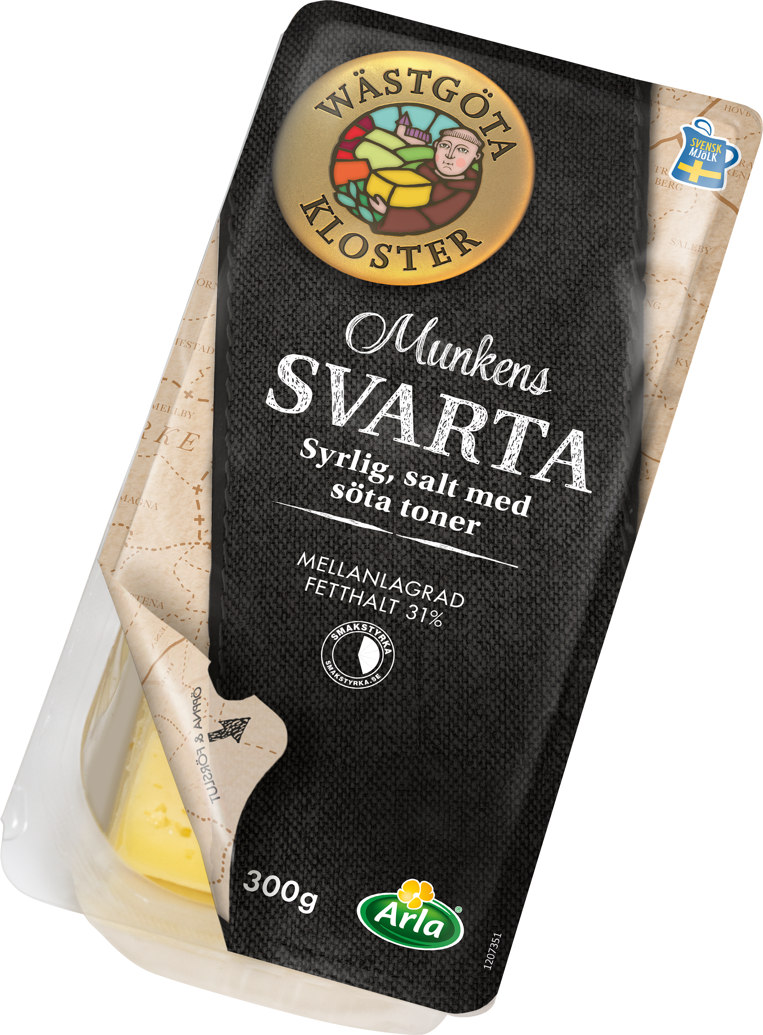 Munkens Svarta skivad ost 300g
