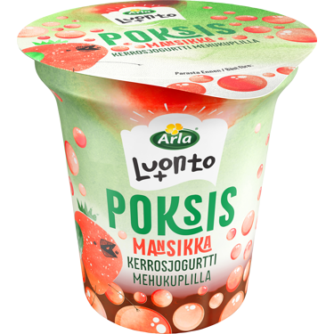 Arla Luonto+ Poksis mansikkakerrosjogurtti mehukuplilla 150g vähälaktoosinen