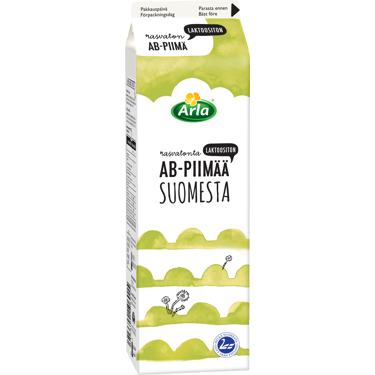 Arla Laktoositon Rasvaton AB-piimä Suomi 1L