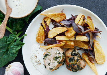 Farsbrød med spinat og grøntsager