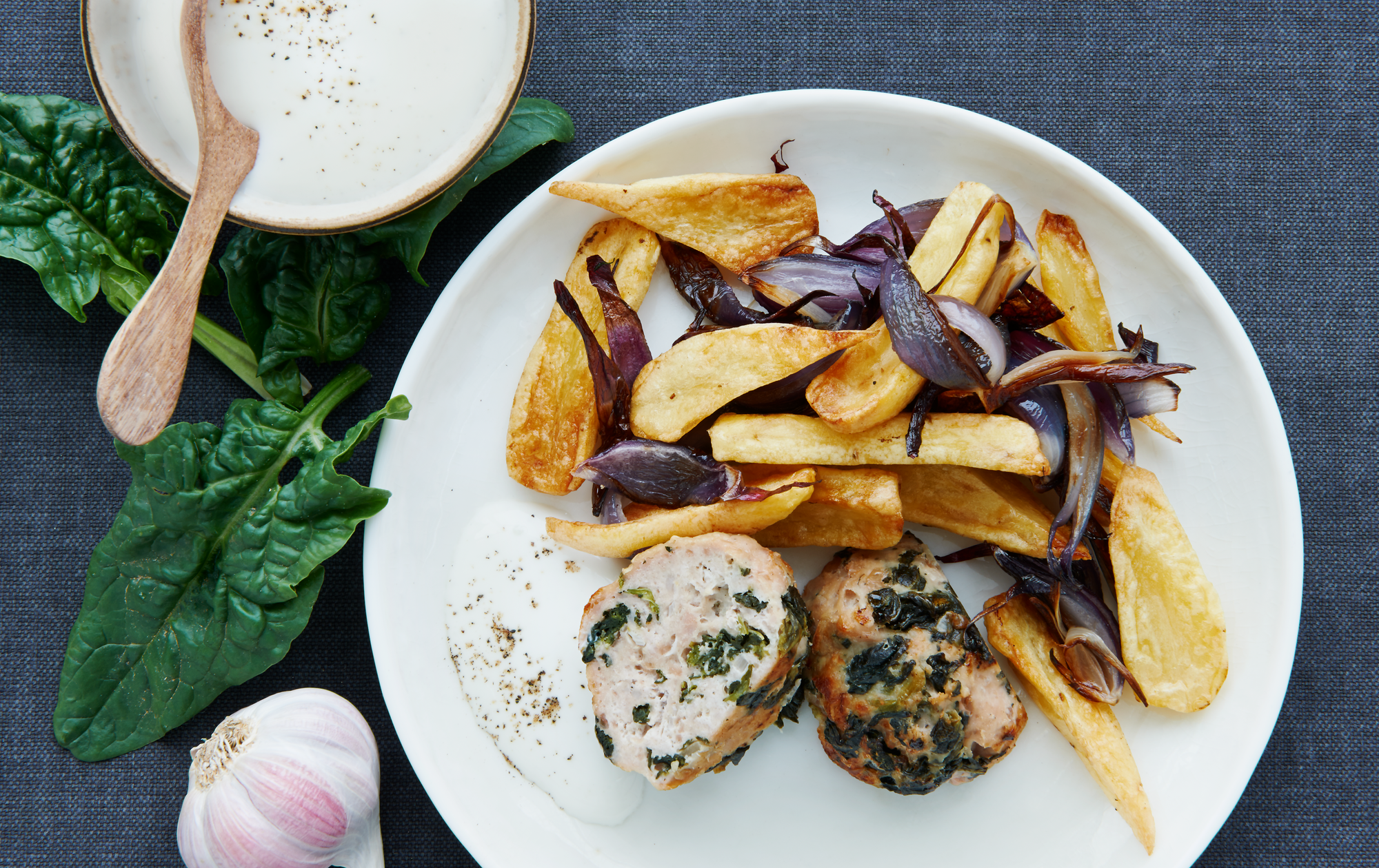 Farsbrød med spinat og grøntsager