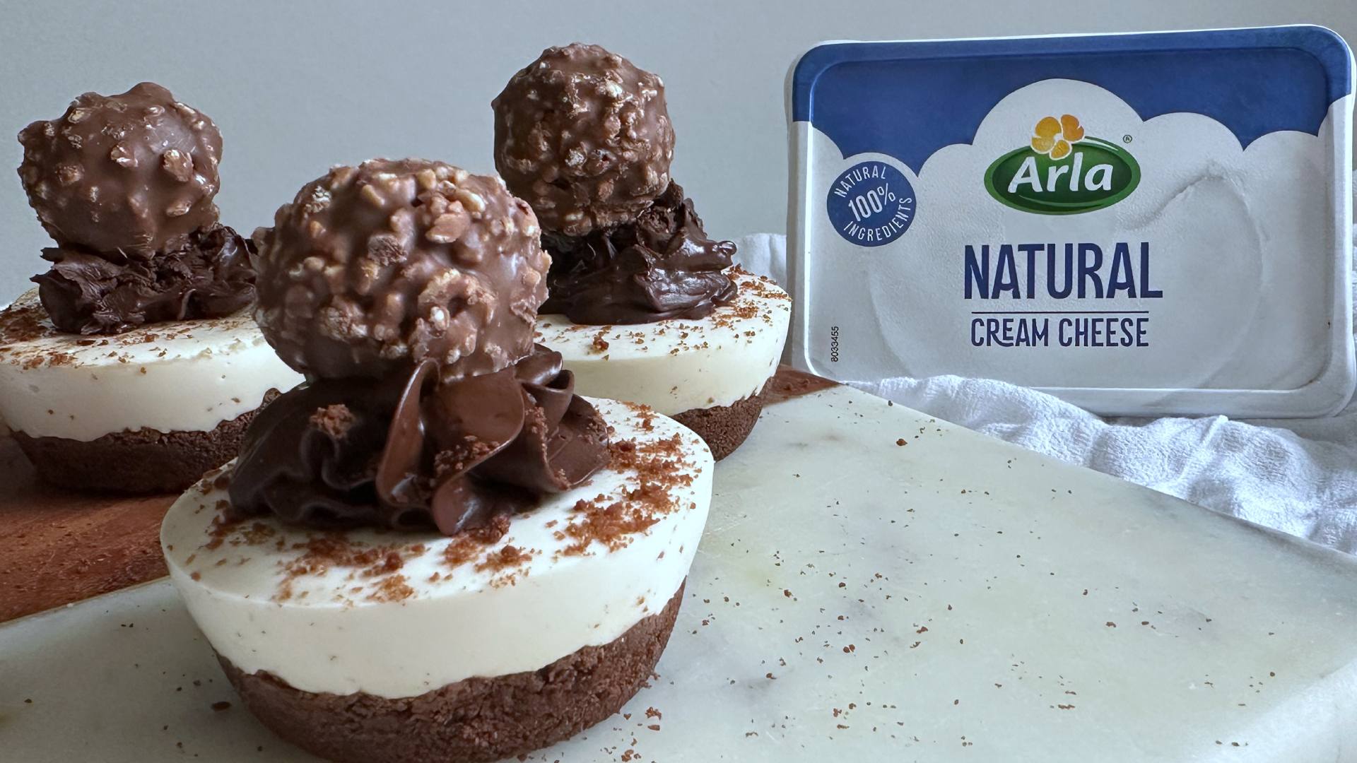 Minicheescakes Ferrero con Arla Queso de Untar Natural