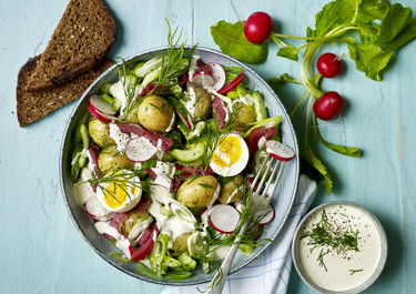Potato and egg salad with mustard dressing 
