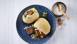 Bønnedeller i pitabrød