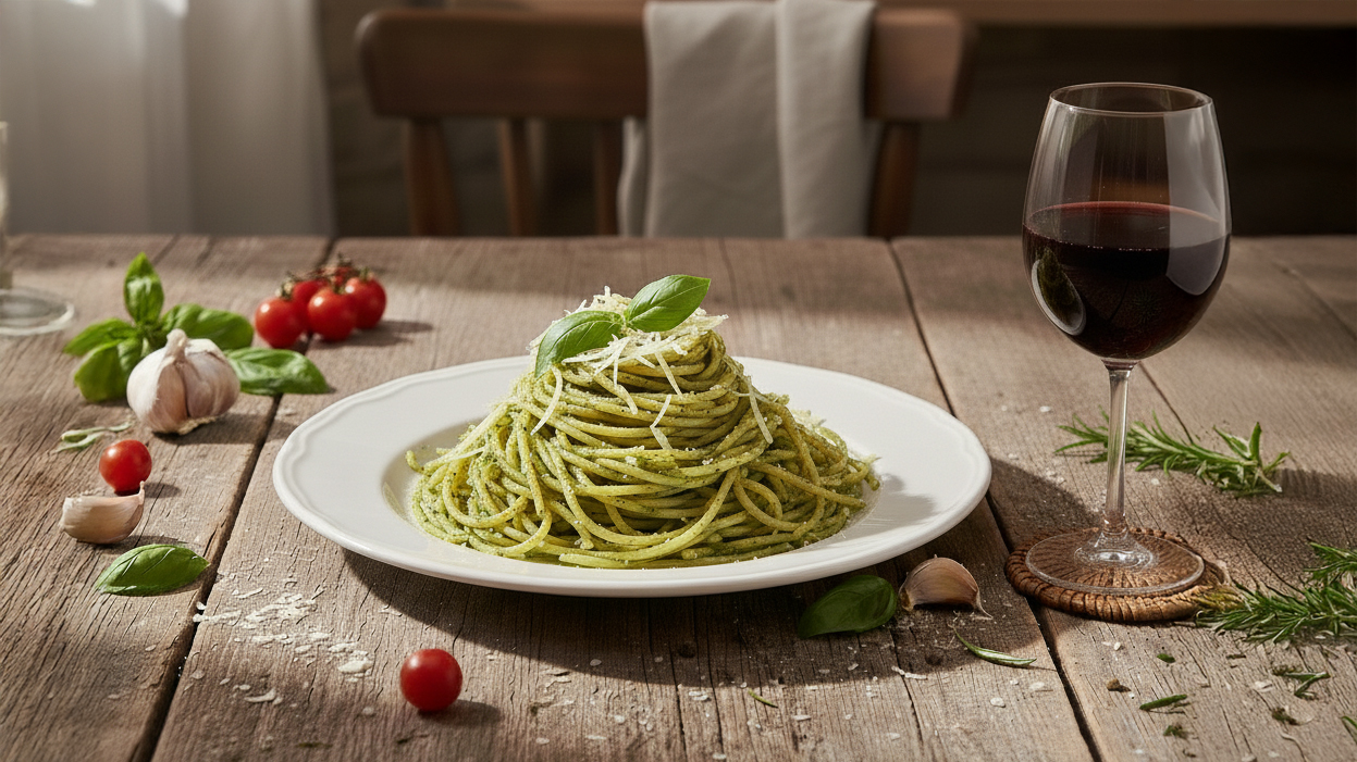 Σπαγγέτι με σάλτσα πέστο