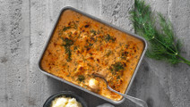 Fiskgratäng med tomat, dill och potatispuré