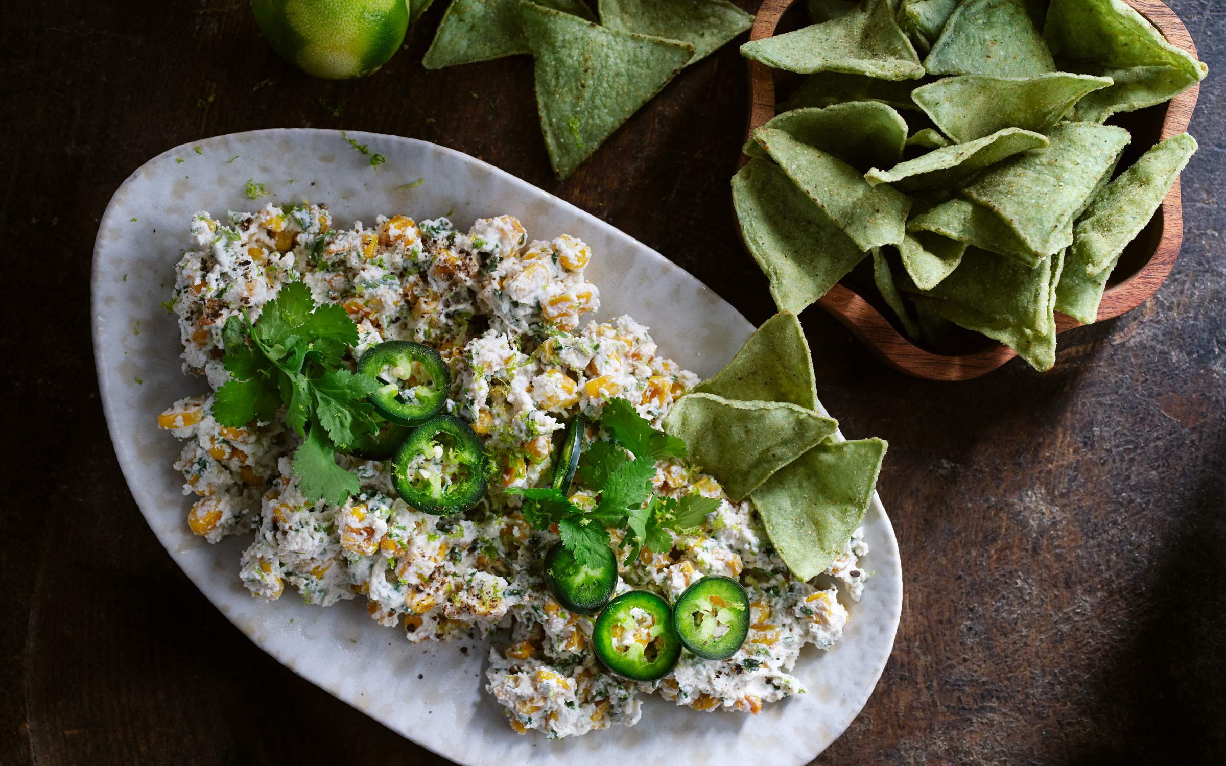 Majsröra med jalapeño, lime och koriander