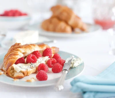 Croissants with Raspberries and Blue Cheese