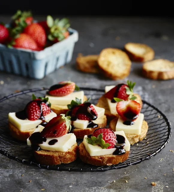 Havarti and strawberry crostini