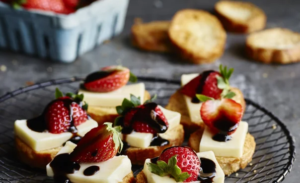 Havarti and strawberry crostini