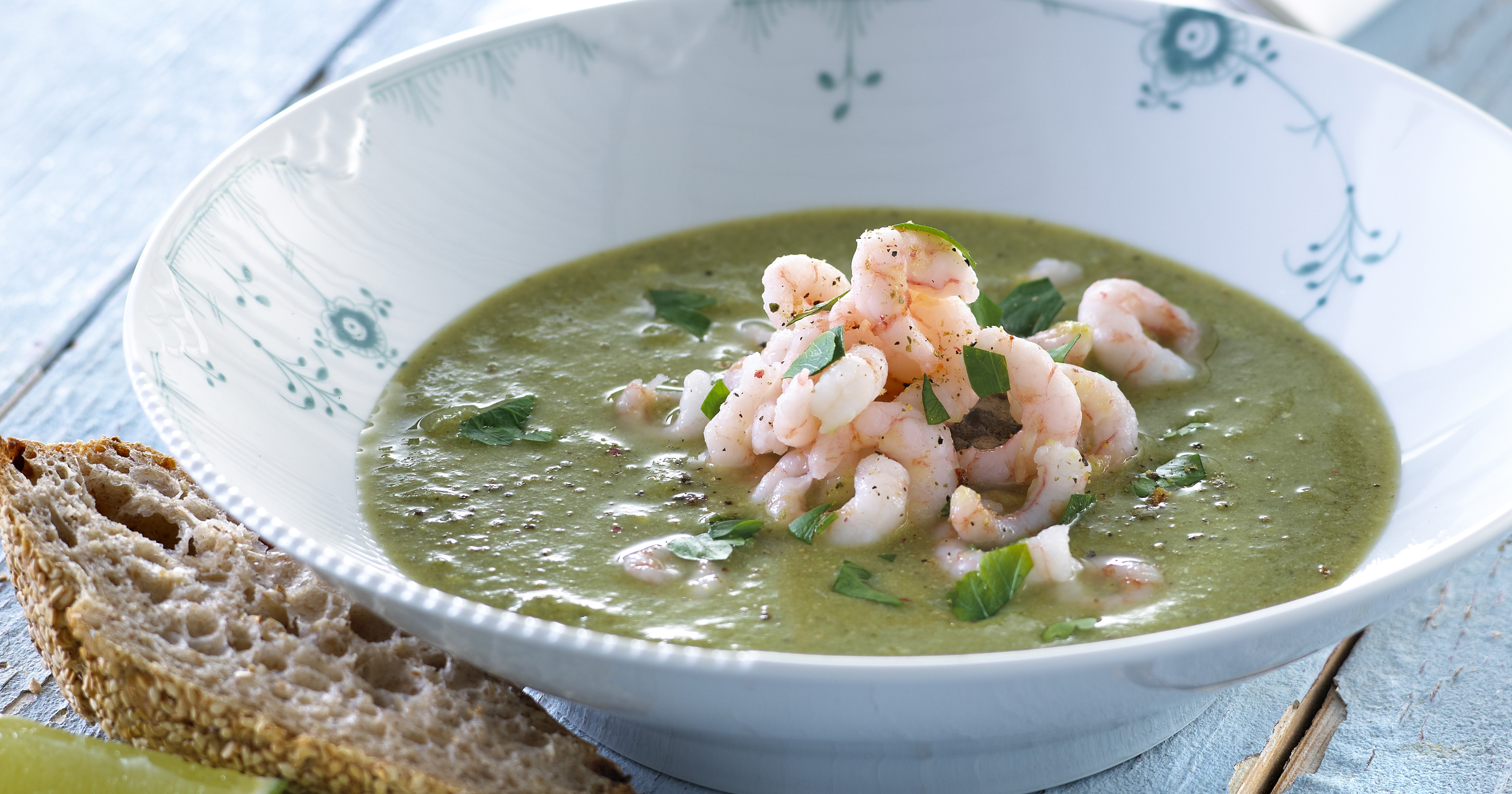 Broccolisuppe med rejer