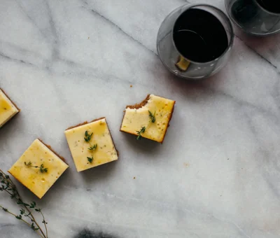 Aged Havarti and thyme cheesecake bars