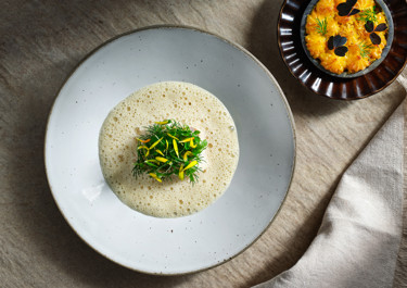 Pommes duchesse med bakad torsk och champagnesås