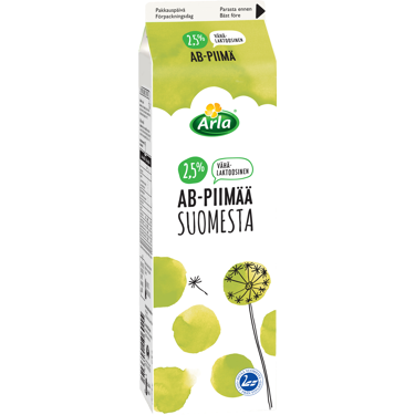 Arla Vähälaktoosinen AB-piimä 2,5% Suomi 1L