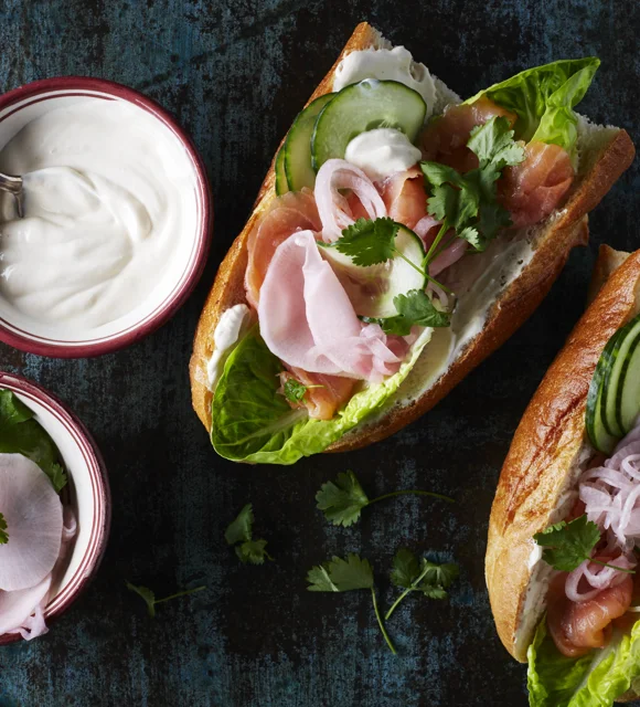 Hot dogs with smoked salmon