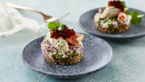 Smørrebrødstapas med paté og lomo af sortfodssvin