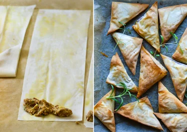 Filo pastry triangles
