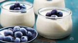 Yogurt panna cotta with blueberries