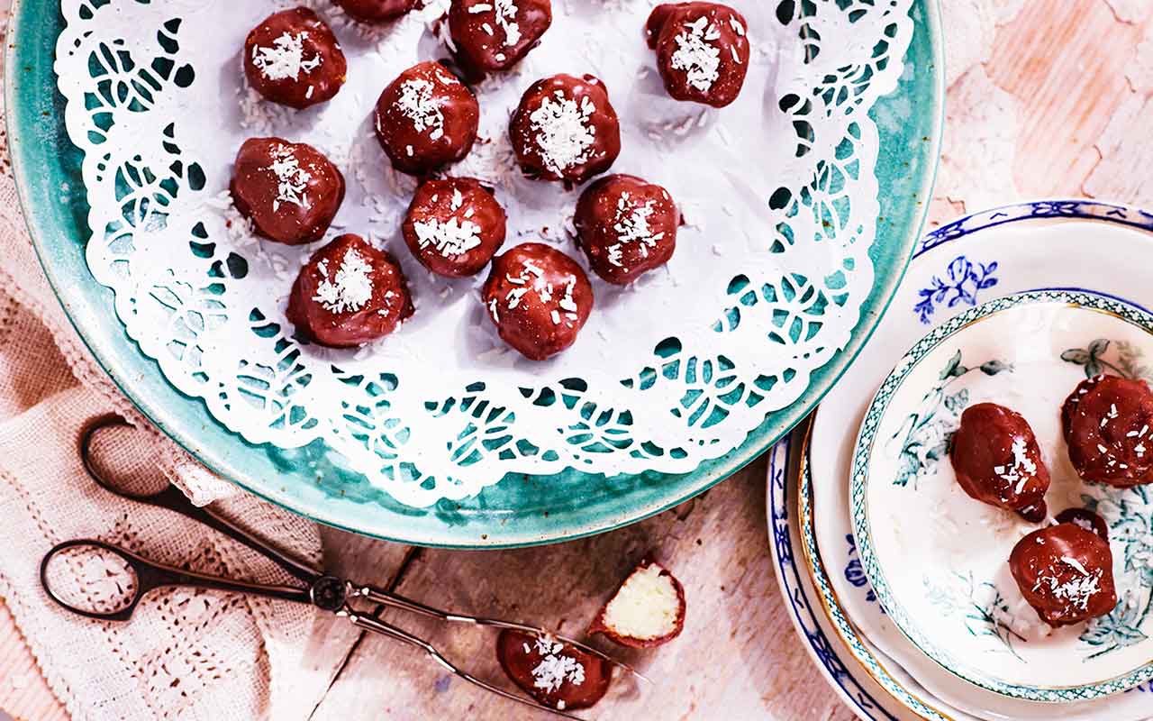 Chokladdoppad kokoskonfekt