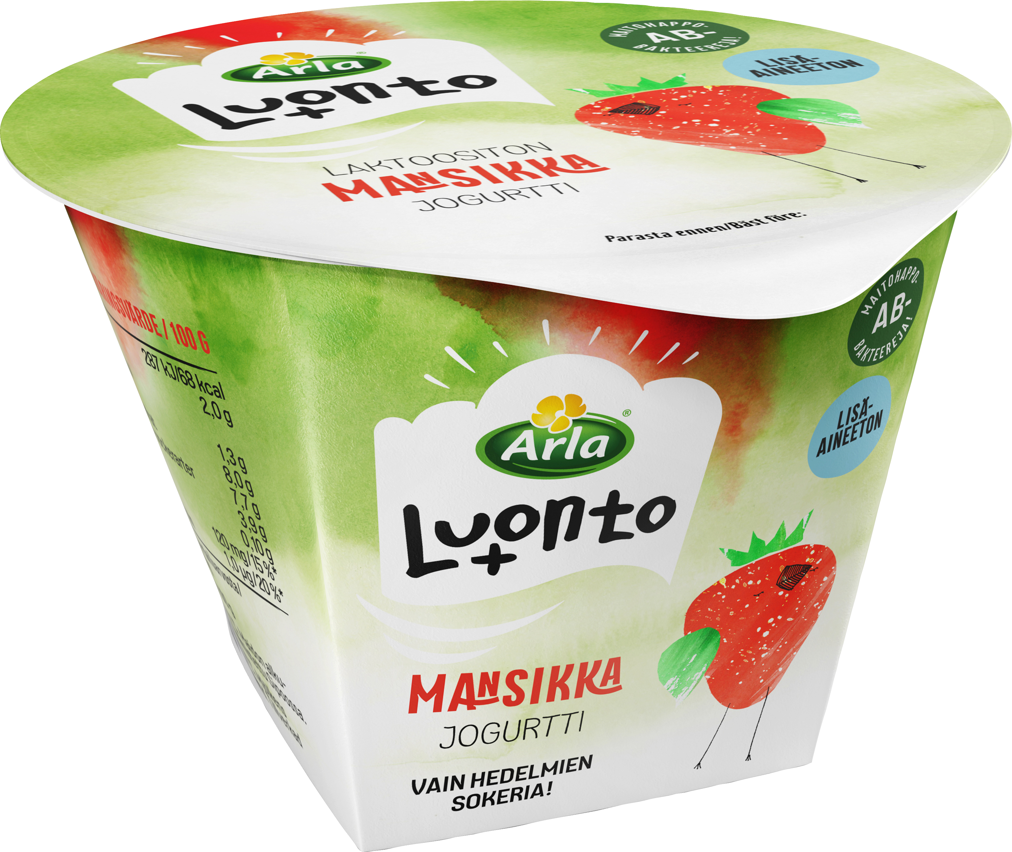 Arla Luonto+ AB mansikkajogurtti 175g laktoositon