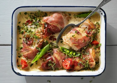Kyckling med parmaskinka och balsamsås