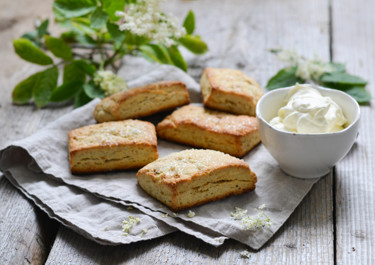 Sprøde sommerkager med koldt hyldeblomstskum
