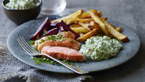 Ovnstegt laks med vintertzatziki
