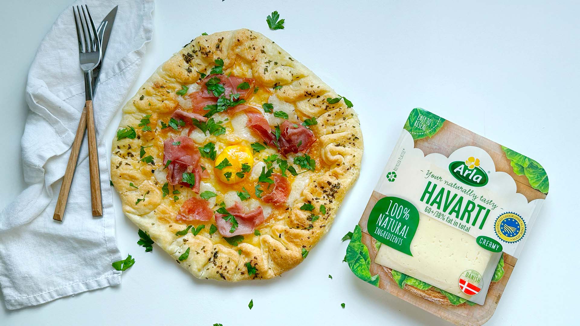 Galette con jamón, huevo y Arla Havarti
