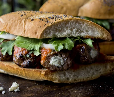 Blue Cheese stuffed meatball sandwich