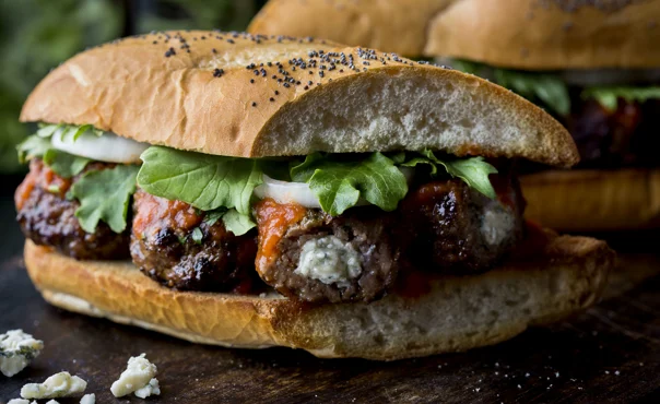 Blue Cheese stuffed meatball sandwich