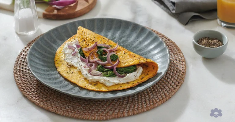 Puck Labneh on Egg Omelet