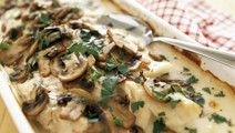 Fiskgratäng med champinjoner