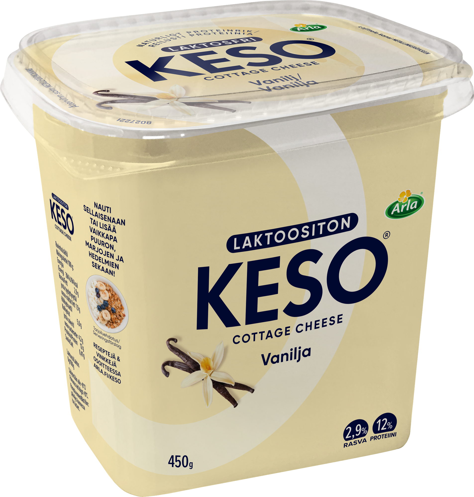 Arla Keso raejuusto vanilja 450g laktoositon