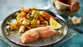 Ovnbagt laks med rodfrugter