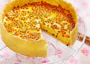 Pannacottapaj med passionsfrukt