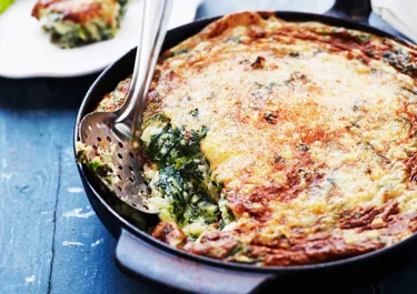 Soufflé omelet met spinazie