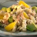 Pastasallad med skinka och apelsin