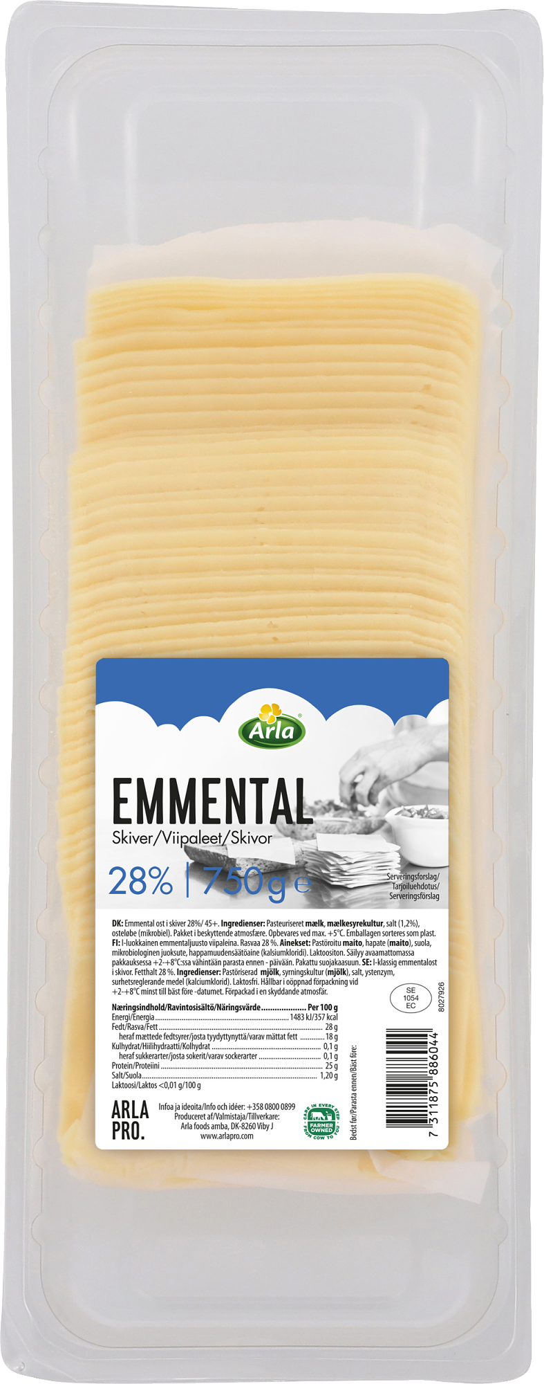 Arla Pro emmental viipale 28% 750g