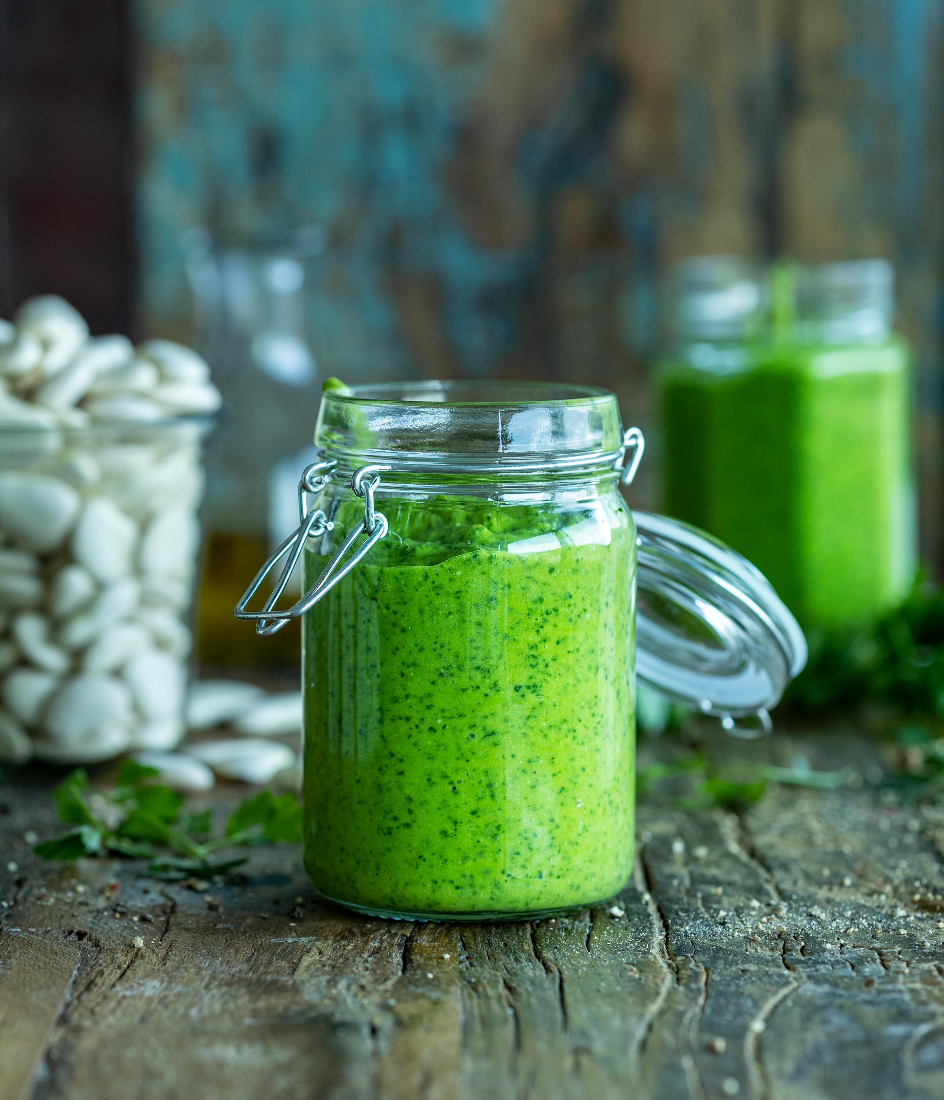 Persillepesto med hvide bønner