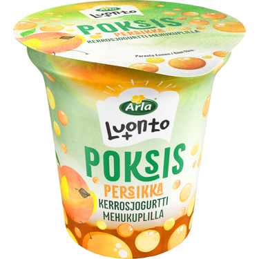Arla Luonto+ Poksis persikkakerrosjogurtti mehukuplilla 150g vähälaktoosinen