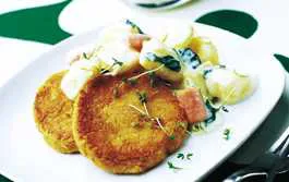 vegetariska kikärtsbiffar med krämig potatis