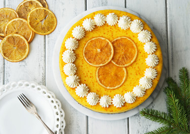 Saffran- och apelsincheesecake