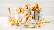 Ice Cream with Popcorn and Roasted Marshmallows