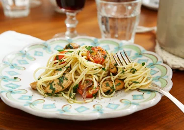 Spaghetti med kyckling och sardeller