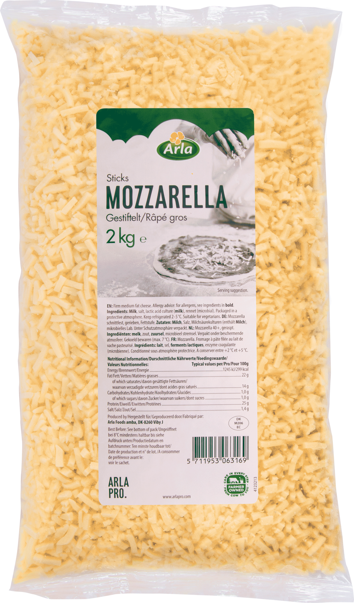 Arla® Pro Mozzarella Sticks 4x4x20 mm, 2kg
