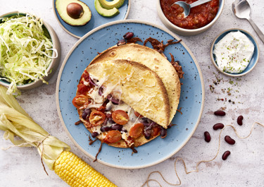 Quesadilla med bønner - fyldte madpandekager